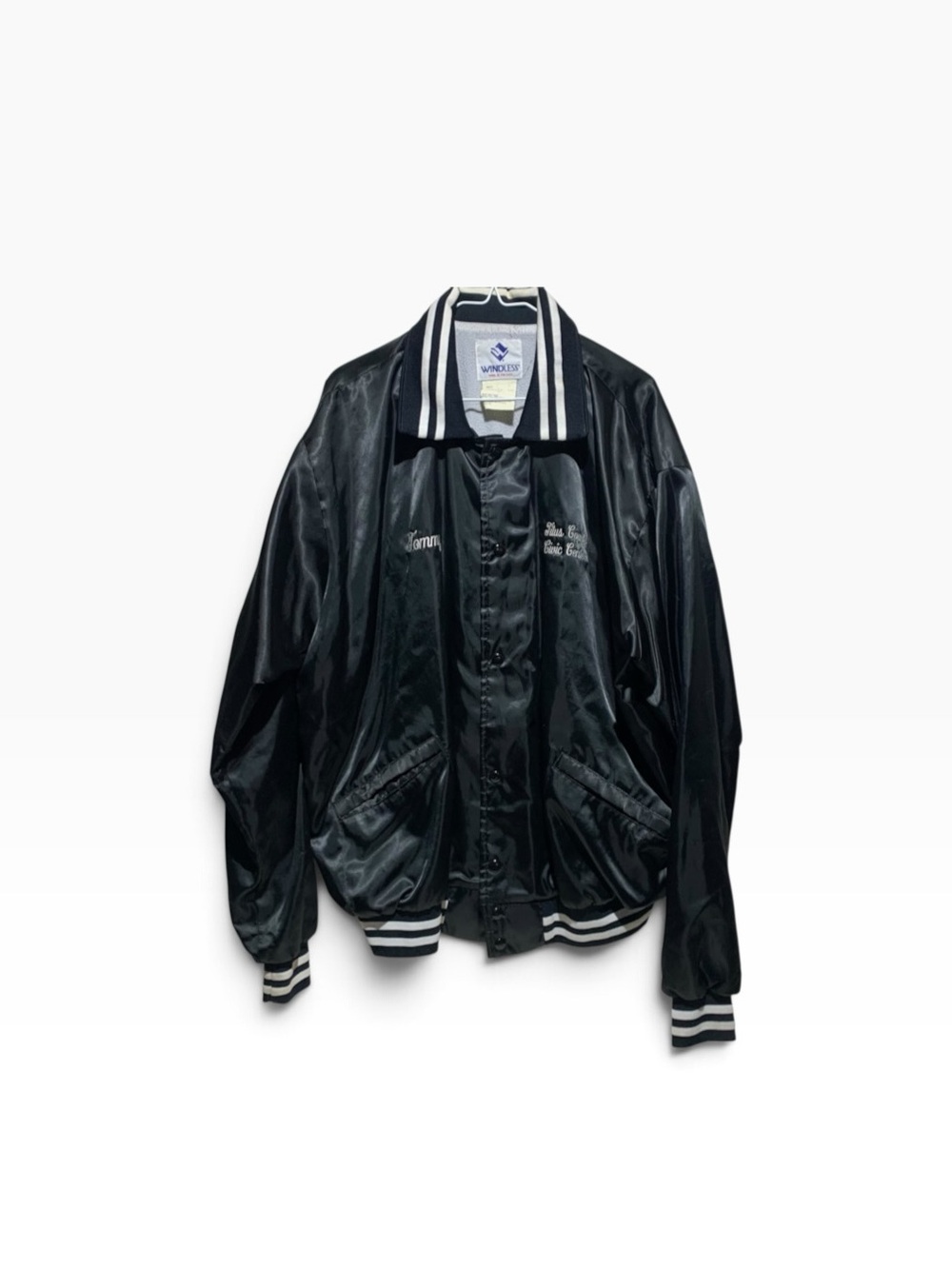 Men’s Vintage Windless Brand Satin Bomber Jacket Size 2XL